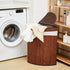 Gueevin Corner Laundry Hamper with Lid, 2 Removable Cloth Liners, Bamboo Corner Basket for Bedroom Bathroom Storage