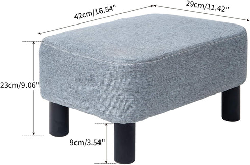 16.54" RF-BD214-D IBUYKE Small Footstool Linen Fabric Pouf Ottoman Footrest Modern Home Bedroom Rectangular Stool