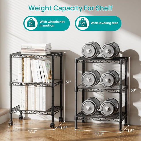 3 Pantry11.5D 17.3W 30H SINGAYE Small Shelves Storage Shelf Wire Shelving Unit Metal Shelf Adjustable Organizers