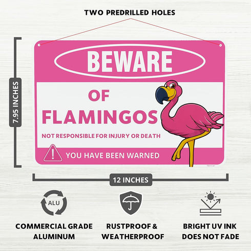 Venicor Flamingo Sign, 8 x 12 Inches Aluminum, Pink Flamingo Gifts for Women, Outdoor Wall Decor.