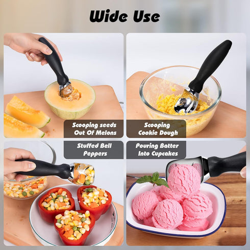 Rainspire Frozen Ice Cream Scoop Stainless Steel with Comfortable Handle, Ice Cream Scooper Heavy Duty, Ice Cream Spade
