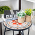 12 Inch Arbuxzuy Small Outdoor Side Table with Pink Flower, Glass Mosaic Patio Table Indoor, Round Plant Coffee Table