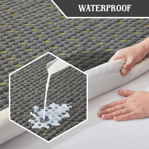 Waterproof Queen Size Mattress Protector - Fitted 6"-18" Deep Pocket, Breathable Bed Cover, Carbon Gray