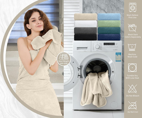 8 Set |2 Towels,2 Towels,4 600GSM Piece Bathroom Towel Oversized Bath Hand Washcloths| Soft Large Bath Sheet Luxury
