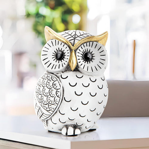 Owl Statue for Home Decor Accents,Owl Decor for Bookshelf Bedroom Living Room Office Table Desk Mantle TV Stand Boho