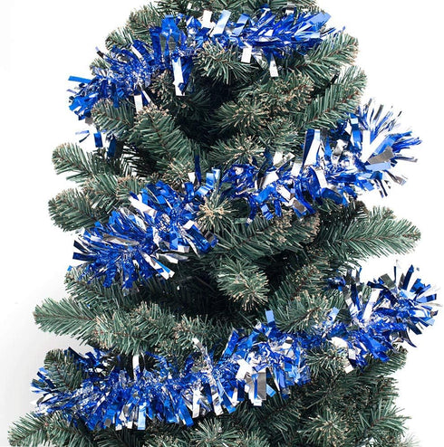 Anderson's Blue & Silver Metallic Tinsel Twist, 4 inches Wide x 25 ft Long for Christmas, Birthday, Holiday Decor