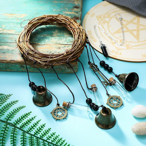 2 Pieces Witch Bells for Door Knob Hanger, Wiccan Wind Chimes for Positive Energy and Home Decor