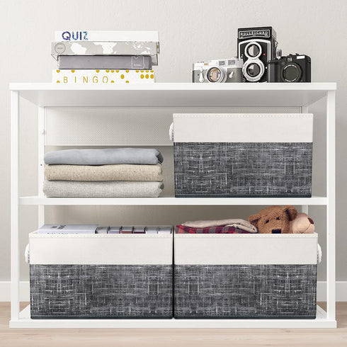 Fab totes 2-Pack Storage Bins, Foldable Baskets for Organizing Toys, Books, Closet, Large Storage Box with Rope Handles