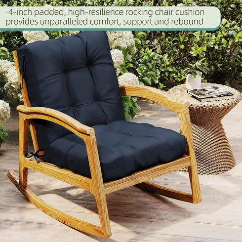 42x21x4 Inch Outdoor Chair Cushion, Patio Cushions for Dining/Rocking Chairs, High Back Soft Seat Pad with Ties, Indoor