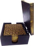 Purpledip Wooden Coasters Set of 5, Brass Sheet Covered Mango-Wood Barware