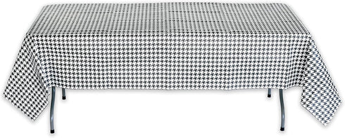 Havercamp Houndstooth Table Cover (54" x 108"), Water and Tear Resistant, Black and White Paper Cover
