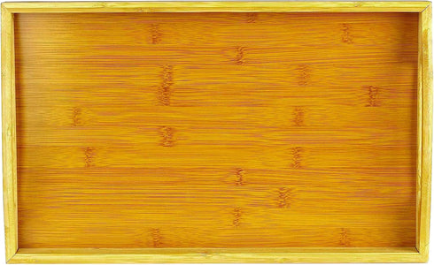 Tray with Large Handles - Bamboo Ottoman Tray, Great for Coffee Table, Couch, Tea, Bar, Breakfast, Dinner, or Any Food