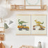 Set 2, 12x16 Inches BCUANGD Dinosaur and Construction Truck Wall Decor - Dinosaur Dino Poster Hanger with Wood Frames