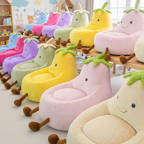DUMOS Kids Bean Bag Chair, Stuffed Toddler Couch with Faux Rabbit Fur