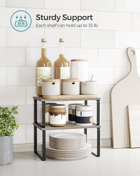 Set 4 Counter UKCS021X02 SONGMICS Cabinet Organizer Shelf, of Kitchen Shelves, Kitchen Storage, Spice Rack, Stackable