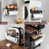 2 ZUNTO Magnetic Paper Towel Holder for Fridge, Black Kitchen Organizer with Towel Roll Holder, Spice Shelf and Hanging