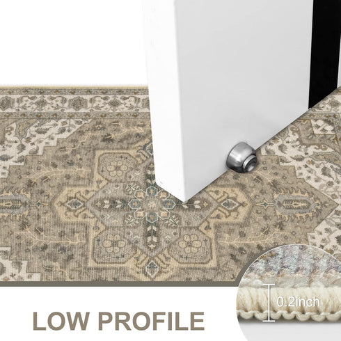 Collive Washable Indoor Doormat - Non-Slip Retro Floor Mat 20" x 32" Quick Absorbent Entrance Rug in Distressed Taupe