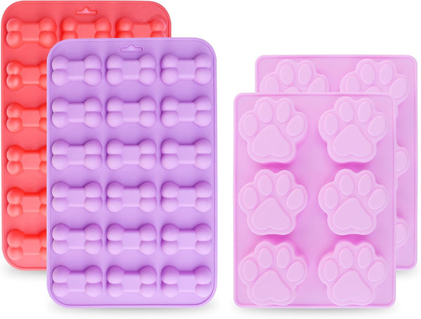 homEdge Jumbo Puppy Dog Paw Molds - 6 Cavity Silicone Treats Molds, Set of 4PCS for Chocolate, Candy, Ice