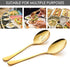 LIANYU 8 Pack Gold Serving Spoons, 8 3/4 Inch Stainless Steel Slotted Utensils for Catering