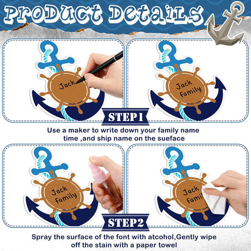 Treela 11 Pcs Cruise Ship Door Decorations Set, Nautical Anchor Car Magnets with Paint Pens for Carnival Cruise Decor