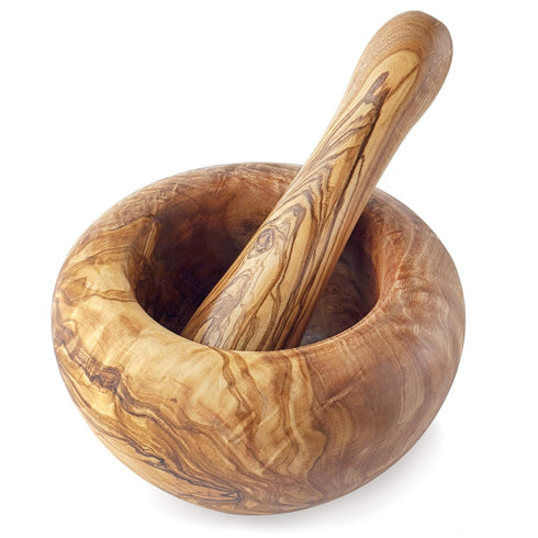 Forest Decor Olivewood Mortar and Pestle Set - Premium Wood Herb and