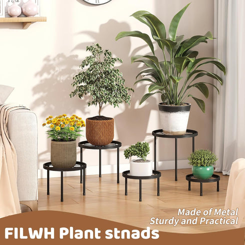 5 Pack Metal Plant Stand Indoor Outdoor Heavy Duty Plant Stands Anti-Rust Iron Flower Pot Stands,Flower Pot Stand Plant