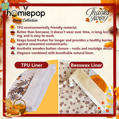 HomiePop 3Pcs 17 13 Inch Packaging Bread Bags for Homemade Bread Linen Reusable Bread Bags with Drawstring Closure