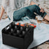 12 Bottle Wine Carrier - Collapsible Premium Felt Tote with Handles for Travel, Party, Picnic, Black