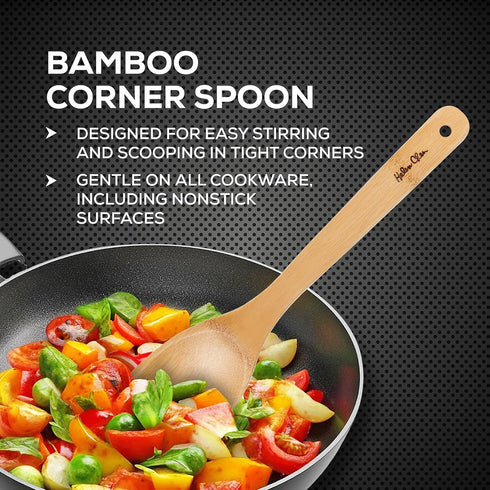 Helen’s Asian Kitchen Bamboo Kitchen Corner Spoon, Cooking Utensil, 12-Inch