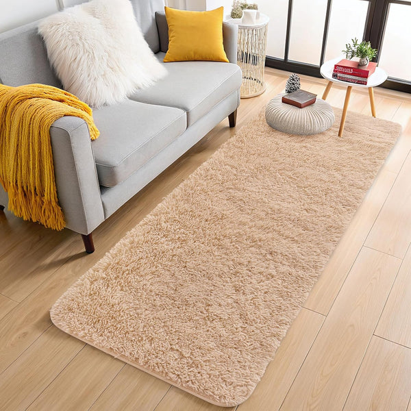 OLANLY 3x8 Machine Washable Runner Rugs for Hallway, Soft Fluffy Shaggy Bedside