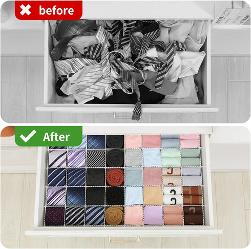Qozary 42 Pack Adjustable Drawer Organizer Dividers for Socks, Underwear, Makeup, Kitchen, Dresser, Office