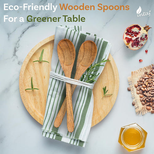 6 6 Inch Set INTAJ PCS Small Wooden Spoons, Honey Spoons for Tea, Hardwood Wooden Honey Teaspoon for Coffee, Little