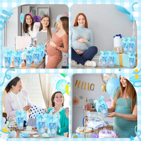 6 Sets Teenyyou Baby Shower Game Gifts for Players Baby Shower Favors Tumbler Hair Comb Powder Puff Hair Claw Gift Bag