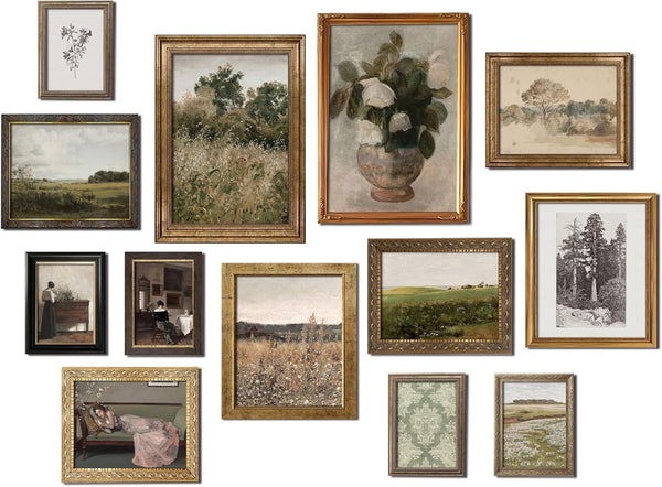 Vintage Wall Art Prints, Eclectic French Country Decor, Vintage Canvas Painting Prints for Landscape Aesthetic