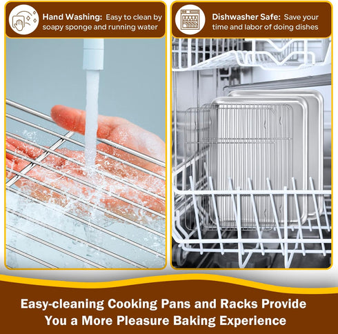 P&P CHEF 12.5 Inch Toaster Oven Pan and Rack Set, 4 Pieces Stainless Steel Baking Pans with Cooling Rack