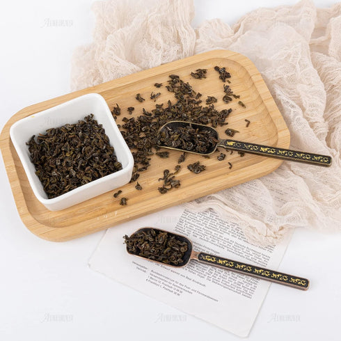AUEAR 2 Pack Vintage Loose Leaf Tea Scoops, Copper Metal Measuring Shovel Spoons for Coffee