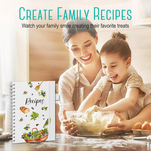 OUTSHINE Blank Recipe Book: 6x9 Recipe Notebook to Write in Your Own Recipes, Recipe Binder, and Journal