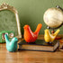 AceOrbit 3pcs Mid Century Modern Decor Medieval Table Decor Ceramic Birds Orange Blue