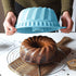 2 PCS 9.5 Inch Silicone Cake Pans, Non-stick Fluted Cake Molds with Sturdy Handle, Blue