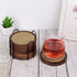 6 Pack 4.3 Inches Mckanti Wood Coasters for Drinks with Cotton Coasters Insert, Wooden Coasters with Holder for Coffee