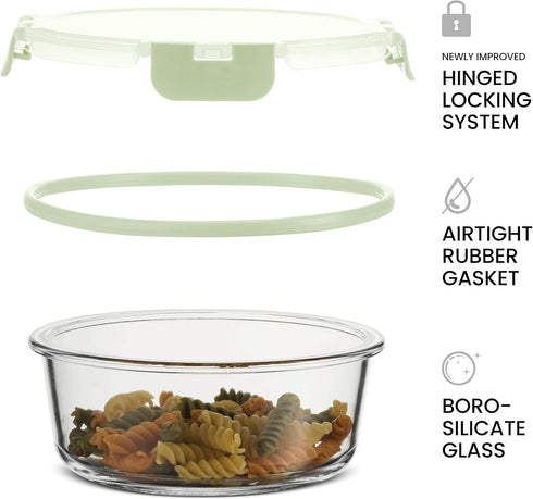 FineDine 24 Piece Glass Storage Containers with Lids - Leak Proof Dishwasher Safe Food Storage for Meal Prep