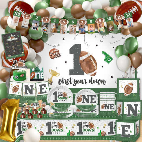 192pcs First Year Down Birthday Party Decorations Include Photo Banner High Chair