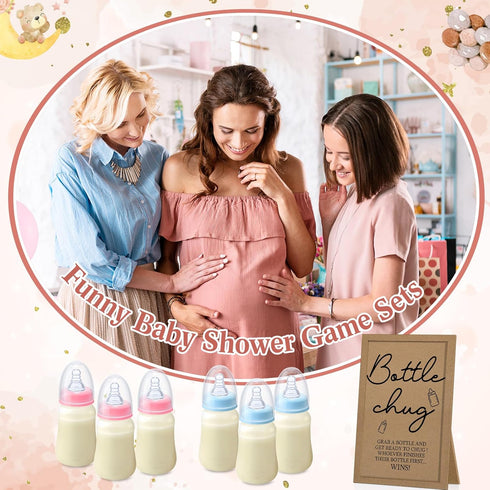 18 1 Roowest Bottle Chug Baby Shower Games Favors Including Pcs Bottles with Bottle Chug Wooden Sign for Gender Reveal