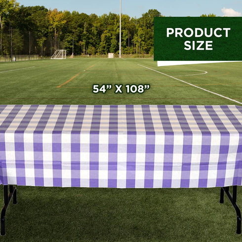 Havercamp Purple and White Plaid Table Cover | 54" x 108" | Classic Plaid Collection for Picnic, Barbecue, Cookout,