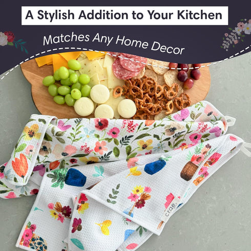 Set 2 crae. Microfiber Hand Towel & Washcloth of - Double-Sided, Waffle Weave, Super Absorbent, Lint-Free, Fast Drying
