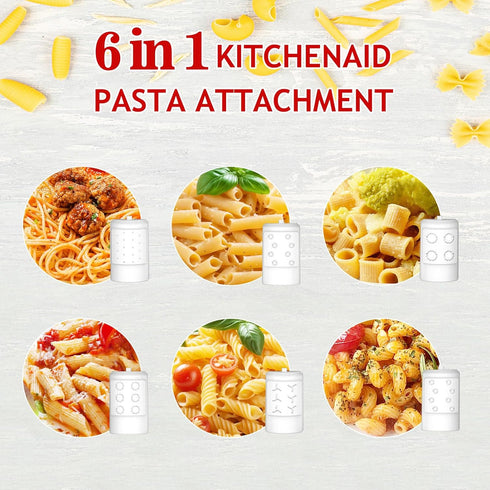 Kitchenaid Stand Mixer Pasta Attachment with 6 Different Shapes, Durable Mixer Accessories