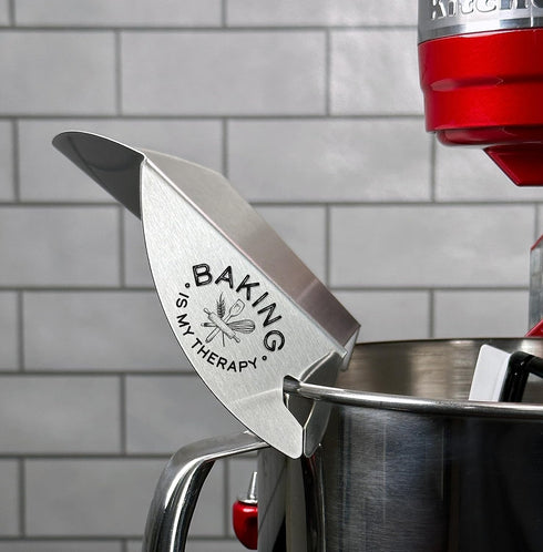 New Metro Design Pouring Chute Accessory, Fits Most Metal Stand Mixer Bowls, Baking is my Therapy