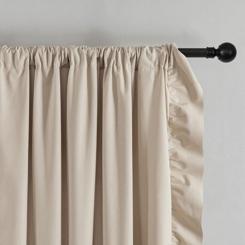 84 Inches 2 52x84 Beige Ruffle Curtains Long Panels Suede Fabric Light Tan Farmhouse Curtains for Living Room Bedroom