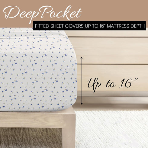 Linen Market Double-Brushed Microfiber Twin Sheet Set, 3 Piece, Oeko-TEX Certified, Soft Floral Light Blue