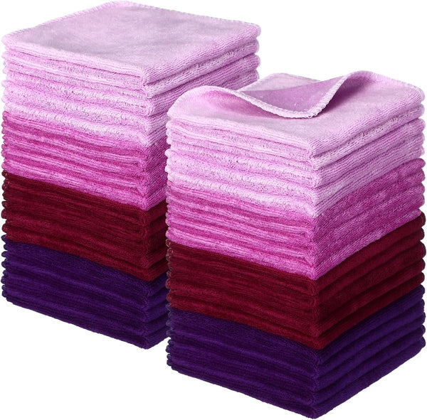 Newwiee 40 Pcs Wash Cloth Bulk Cotton Bath Hand Face Washcloths Soft